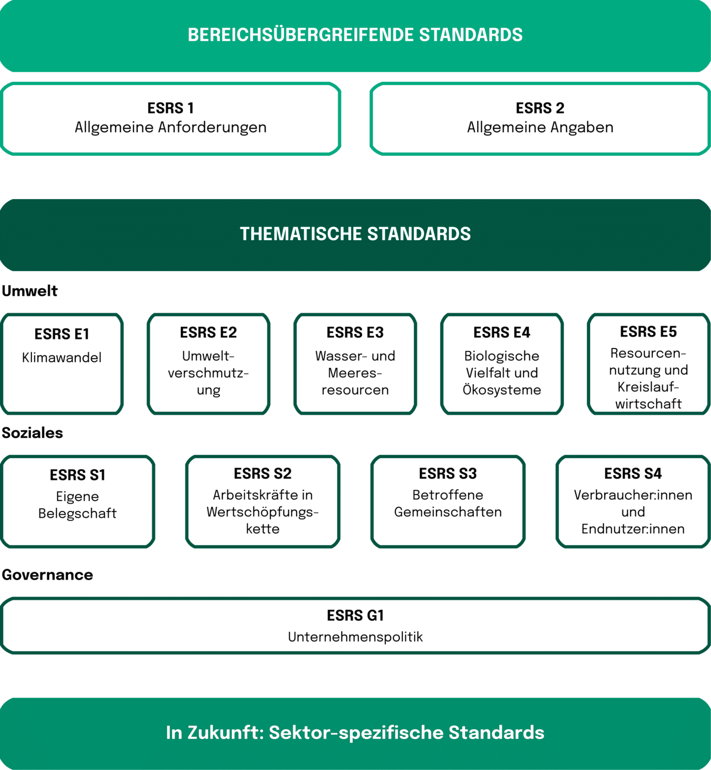 Zusammenspiel der beiden übergreifenden und themenspezifischen Standards