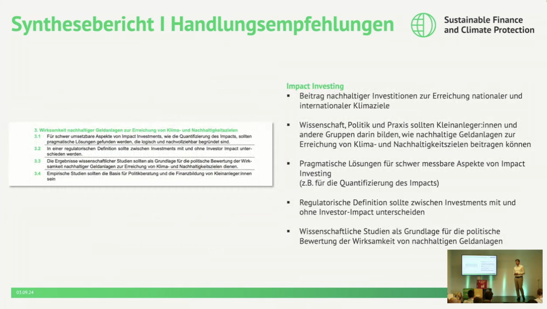 Handlungsempfehlungen impact Investing