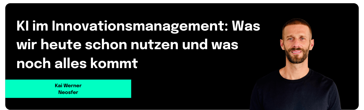Kai Werner auf einem schwarzen Banner zum neosfer Innovation Briefing