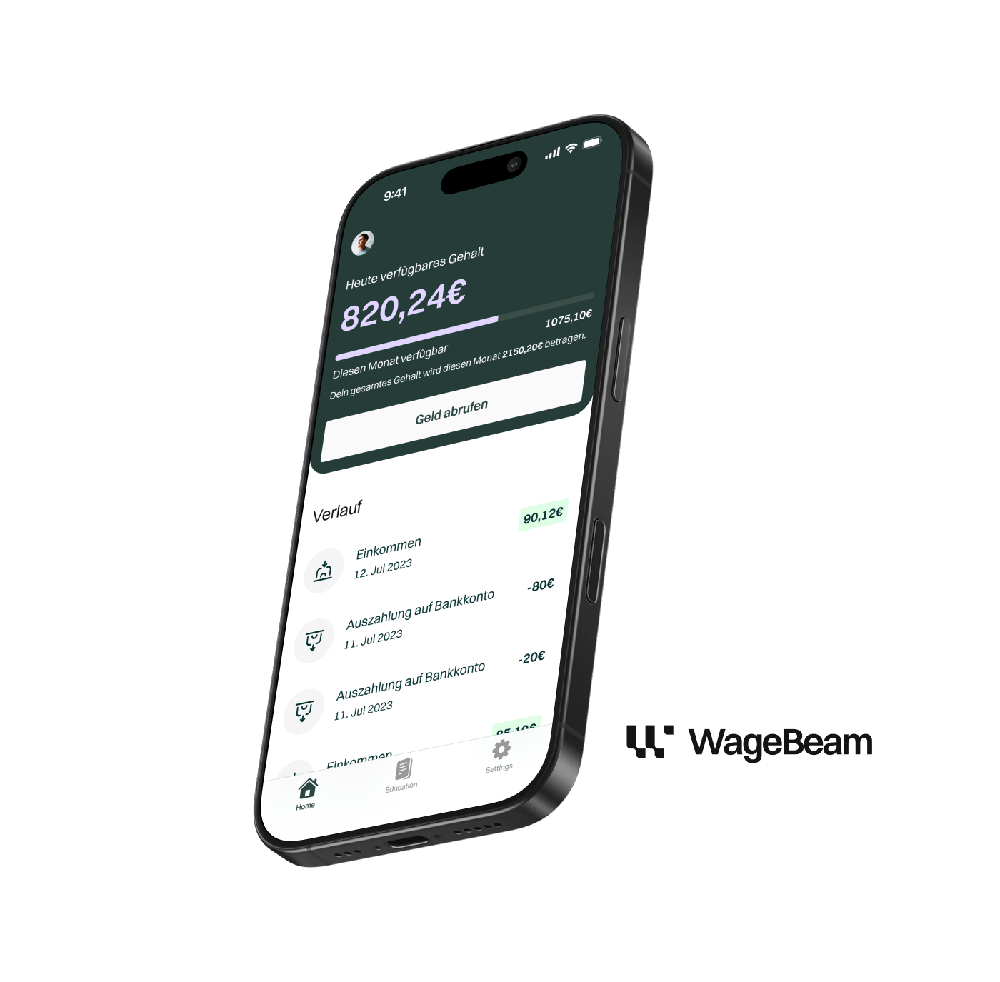 Mock-up Smartphone Wagebeam App