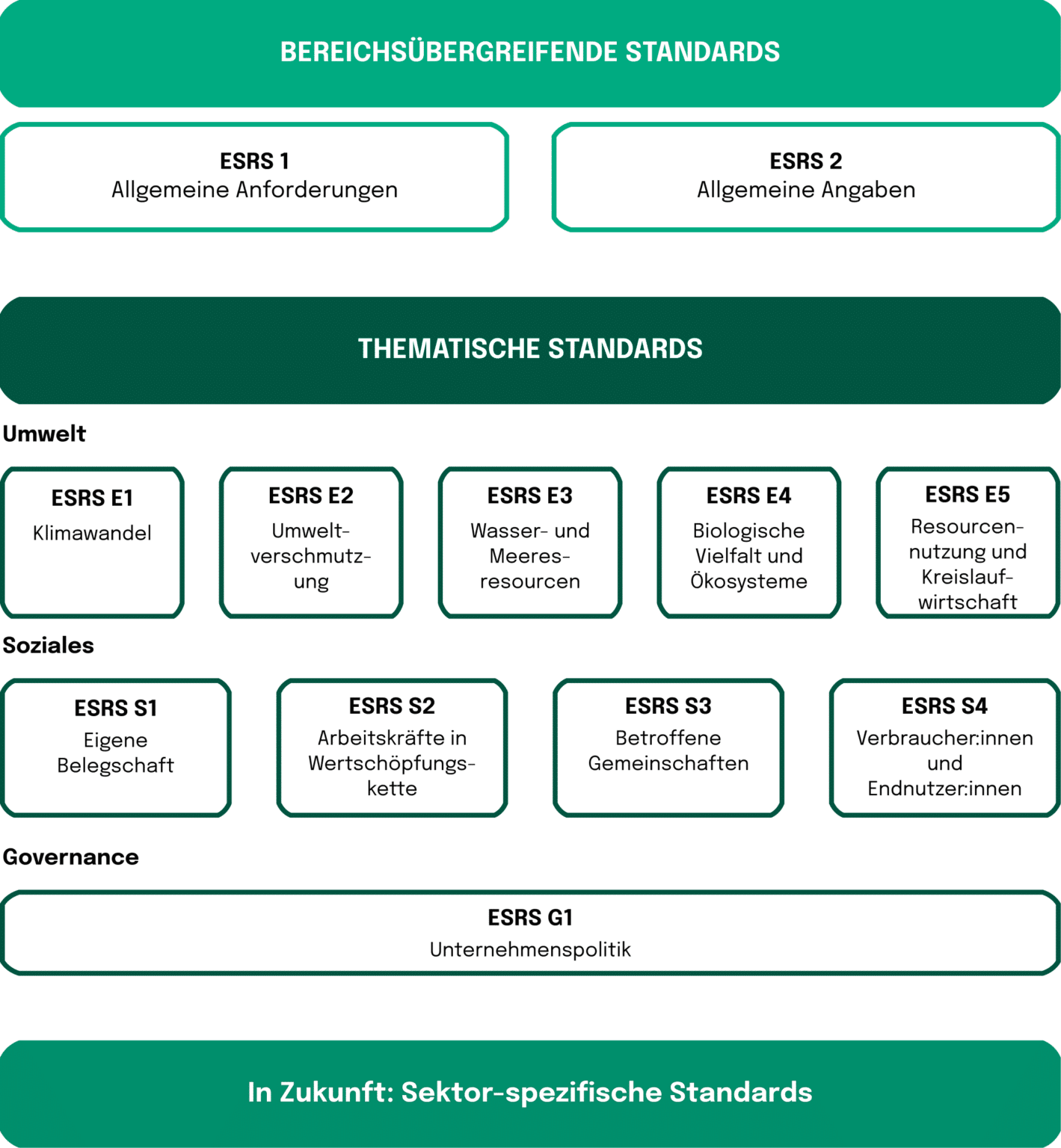 Zusammenspiel der beiden übergreifenden und themenspezifischen Standards