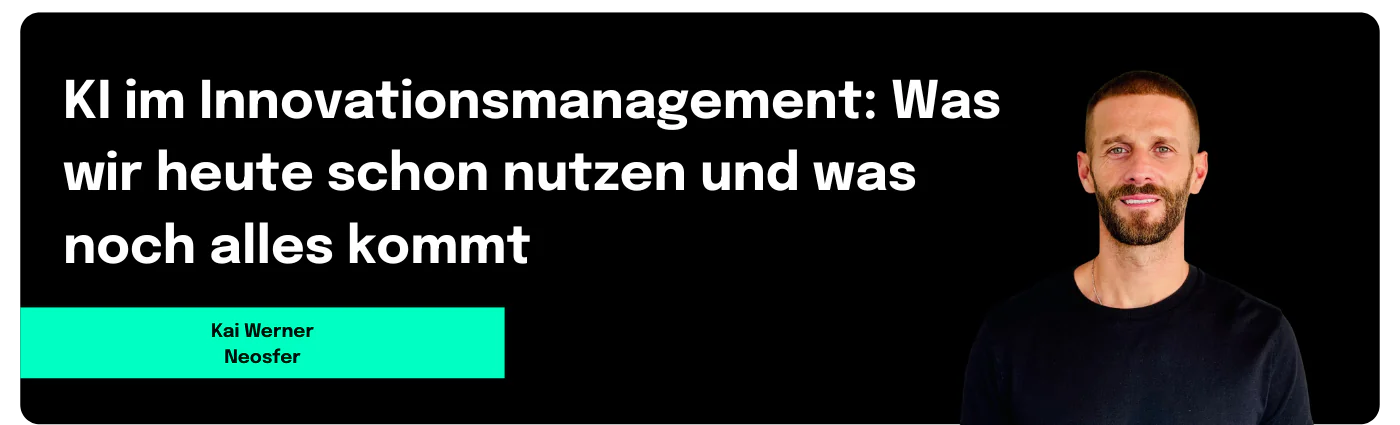 Kai Werner auf einem schwarzen Banner zum neosfer Innovation Briefing