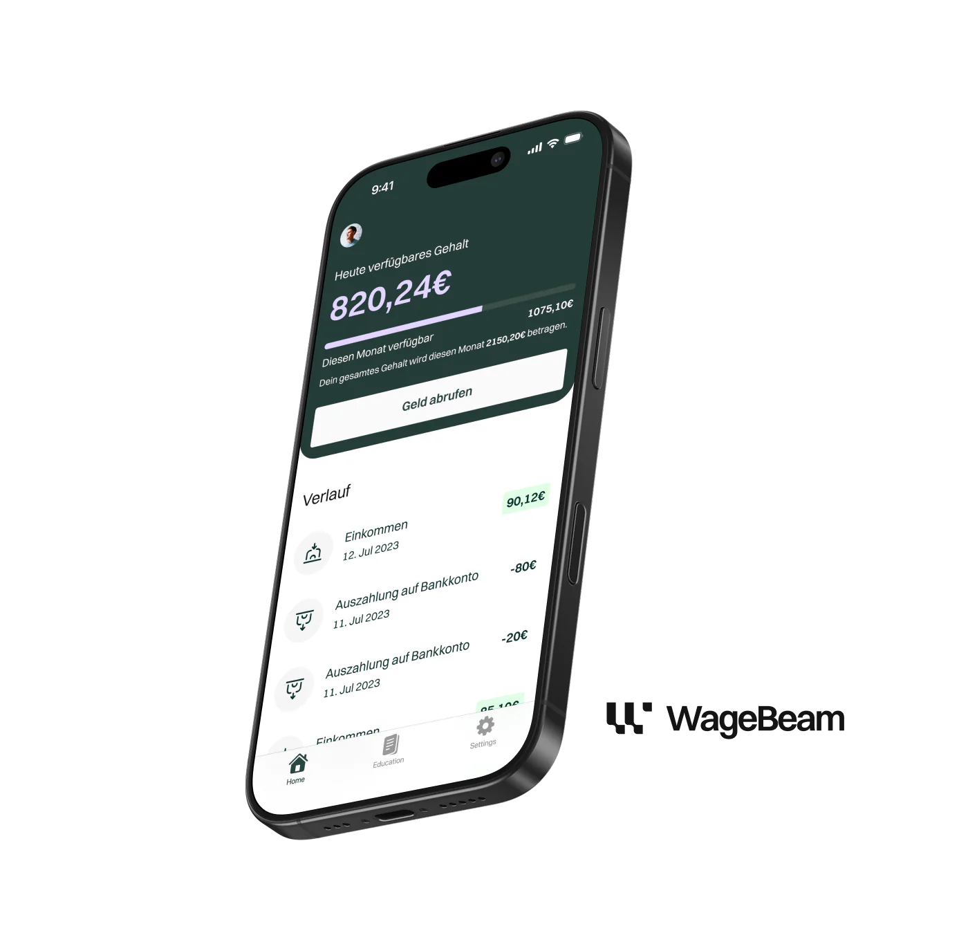 Mock-up Smartphone Wagebeam App